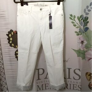 "Gloria Vanderbilt" Women Size 6 Capri's 29 Waist White Cuffed Stretch Jeans